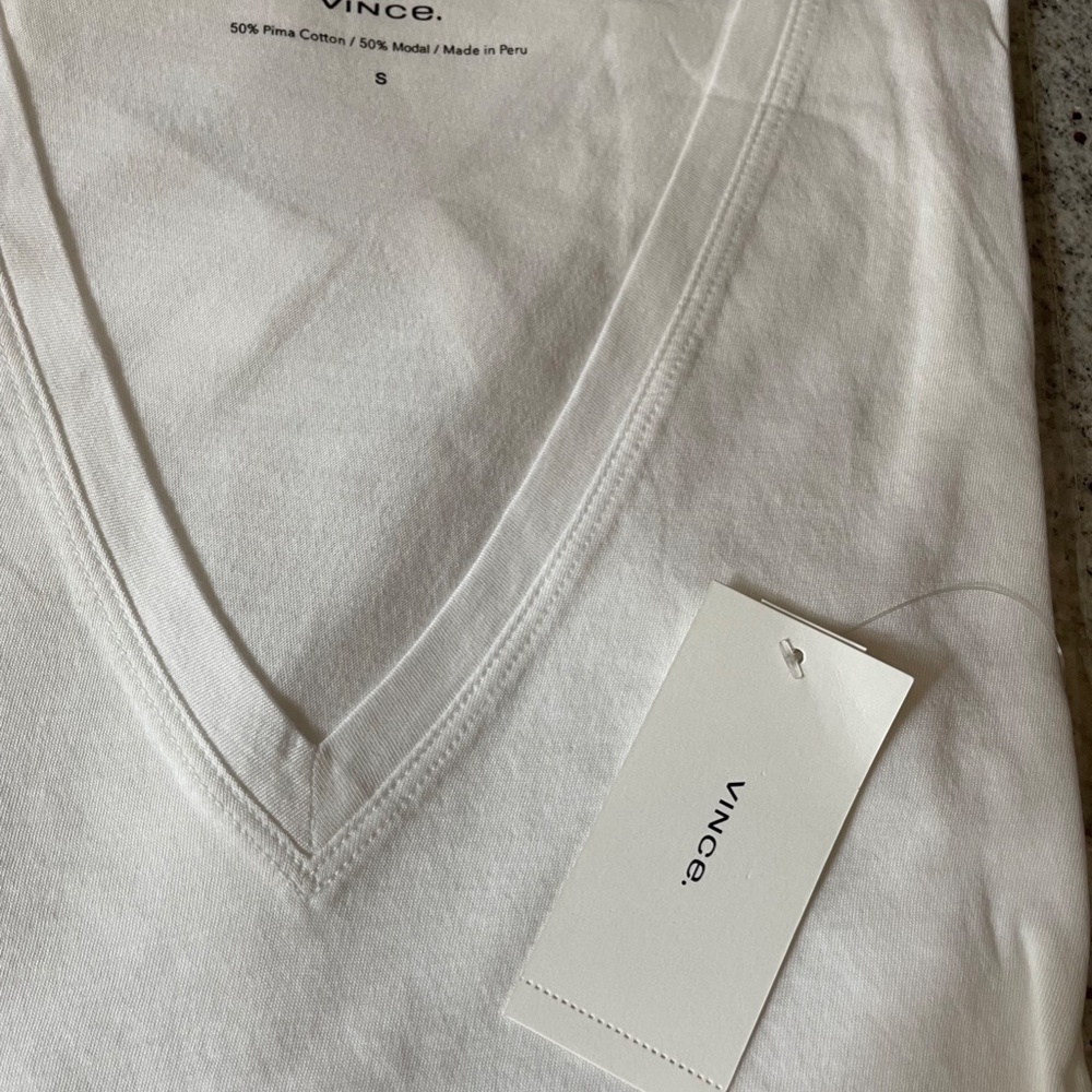 White Little Boy V-Neck T-shirt from Vince - Picture 5 of 14